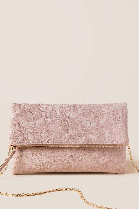 Steph Floral Lace Clutch Pink Feminine Clutch For Wedding, Elegant Pink Wedding Clutch, Elegant Handmade Pink Clutch, Floral Embroidery Clutch Evening Bag, Elegant Flower-shaped Party Clutch, Clutch Bag Pattern, Prom Bag, Beaded Clutch Bag, Rose Lace