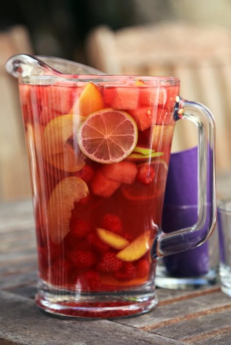 Rosé Sangria Pitcher Drink Recipes, Watermelon Sangria, Pitcher Drinks, Rose Sangria, Sangria Recipe, Popsugar Food, Sangria Recipes, Perfect Cocktails, Party Drinks