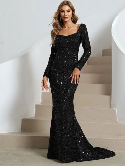 Missord Sweetheart Neck Sequin Floor Length Dress for Sale Australia| New Collection Online| SHEIN Australia Evening Dress Patterns, Sequin Formal Dress, Sequin Evening Dresses, Sequin Bodycon Dress, Maxi Dress Prom, Sequin Maxi, Party Gown, Black Evening Dresses, Women's Evening Dresses