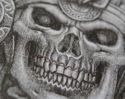 HoracioMartinezArt - Etsy Chief Skull Tattoo, Chief Tattoo Design, Chief Tattoo, Mesoamerican Art, Sketch Tips, Aztec Warrior Tattoo, Aztec Drawing, Lion Art Tattoo, Aztec Artwork