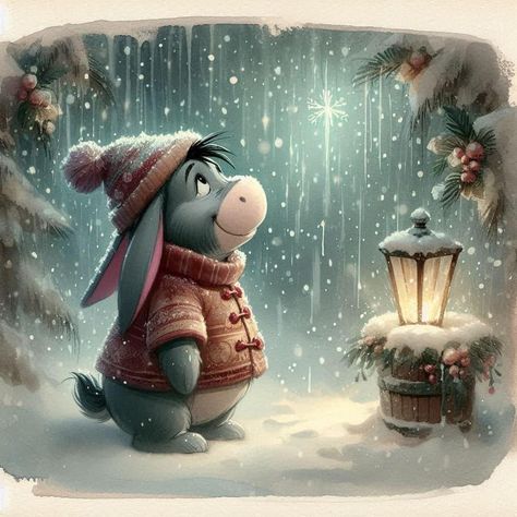 Eeyore Images, Eeyore Pictures, Winnie The Pooh Pictures, Winnie The Pooh Christmas, Christmas Topper, Winnie The Pooh Quotes, Winnie The Pooh Friends, Winter Wallpaper, Pinturas Disney