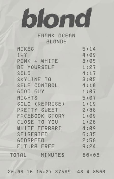 Blonde Receipt Frank Ocean, Bedroom With Posters, Poster Room Ideas, Emo Bedroom, Album Receipts, Music Poster Ideas, Bedroom Wall Collage, Music Poster Design, Vintage Poster Design