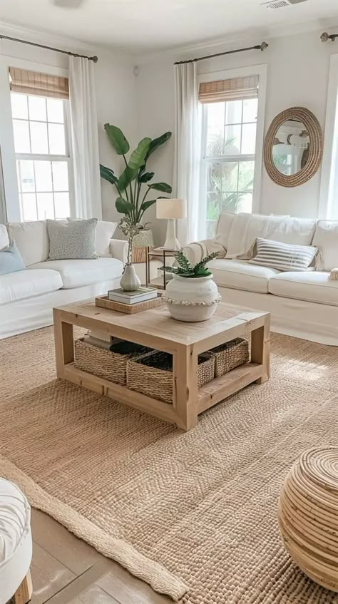 +66 Stunning Coastal Living Room Ideas You'll Adore - DecorWithEva Neutral Coastal Decor, Scandi Coastal Interiors, Coastal Living Room Ideas, Beach Vibe Living Room, Scandi Living Room Ideas, Neutral Coastal Living Room, Scandi Home Decor, Coastal Chic Living Room, Living Room Inspiration Cozy