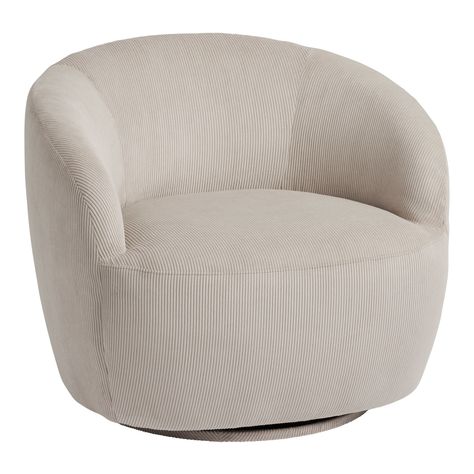 Royce Taupe Corduroy Upholstered Swivel Chair - World Market Upholstered Swivel Chairs, Renovation Inspiration, Falls Church, Swivel Chairs, Corner Chair, World Market, Swivel Chair, Royce, Round Corner