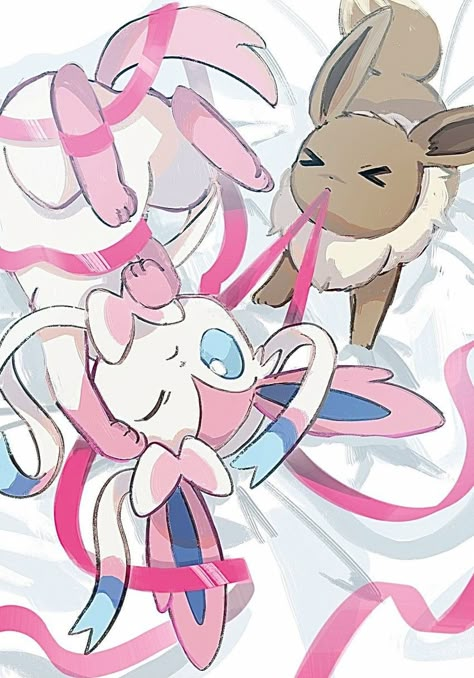 Eevee Official Art, Pokemon Sylveon Fanart, Eevee And Sylveon, Eeveelutions Fanart, Sylveon And Umbreon, Sylveon Fanart, Sylveon Wallpaper, Sylveon Art, All Eeveelutions