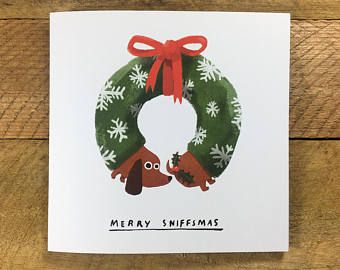 Merry Sniffmas Christmas Card, Funny Christmas Card, Yule Log, Funny Dog, Dog Lover, Festive, The Huffing Dog, John Bond Christmas Card Funny, Funny Christmas Card, Dog Christmas Card, Yule Log, Funny Christmas Cards, Dog Cards, Xmas Ideas, Christmas Card Design, Friend Christmas