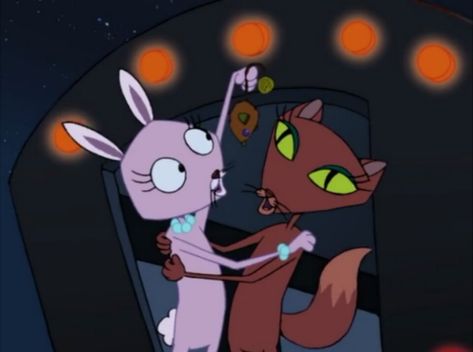 Courage The Cowardly Dog Kitty And Bunny, Courage The Cowardly Dog Matching Pfp, Kitty And Bunny Courage, Kitty And Bunny, Bunny In Love, Dog Match, Pink Blood, Courage The Cowardly Dog, Cowardly Dog