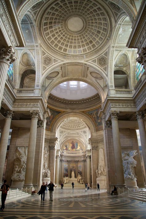 The Pantheon Paris, Classical Architecture Interior, Classical Architecture Aesthetic, Renesance Architecture, Corinthian Architecture, Interior Arches, Paris Pantheon, Marble Building, Back Grand