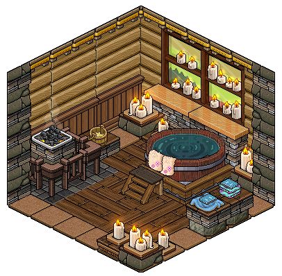 Mountain House Sauna by Cutiezor on DeviantArt Anime Sauna, Minecraft Sauna Ideas, Pixel Room Art, Minecraft Sauna, Kitchen Pixel Art, Sauna Drawing, Pixel Art Room, Pixel Art House, Pixel Art House Exterior