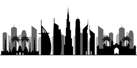 United Arab Emirates Aesthetic, Dubai Buildings, Building Silhouette, Dubai Skyline, City Skyline Silhouette, Building Icon, Famous Buildings, Dubai City, Arab Emirates