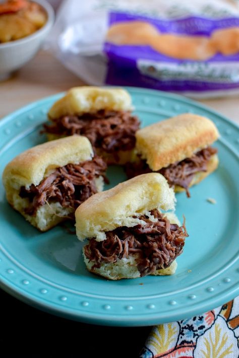 The BEST Pot Roast Sliders 3 pot roast sliders Roast Beef Sliders Crock Pot, Chuck Roast Sliders Crock Pot, Chuck Roast Appetizer, Chuck Roast Sliders, Venison Roast Crockpot, Roast Sliders, Pot Roast Sliders, The Best Pot Roast, Chuck Roast Crock Pot Recipes