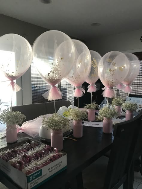 Helium Balloon Centerpieces, Balloon Centerpiece Wedding, Balloon And Floral Centerpieces, Balloon Vase Centerpiece, Party Centerpiece, Lights Centerpieces, Mason Jar Balloon Centerpieces, Centerpiece Balloon, Christening Decorations For Baby Girl