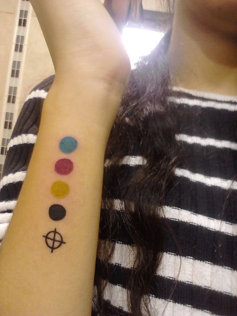 #pruebaderegistro #cmyk #graphicdesign #firsttattoo Cmyk Tattoo, Rose Shoulder Tattoo, Food Tattoos, Word Tattoos, First Tattoo, Deathly Hallows Tattoo, Shoulder Tattoo, Print Tattoos, Tattoo Inspo