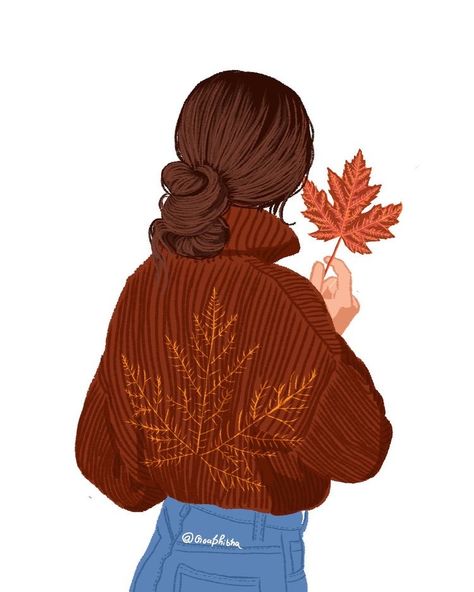 Crunchy Leaves, Pumpkin Everything, Autodesk Sketchbook, Fall Drawings, Autumn Illustration, Girly Drawings, Illustration Art Girl, Painting Of Girl, Girly Art Illustrations