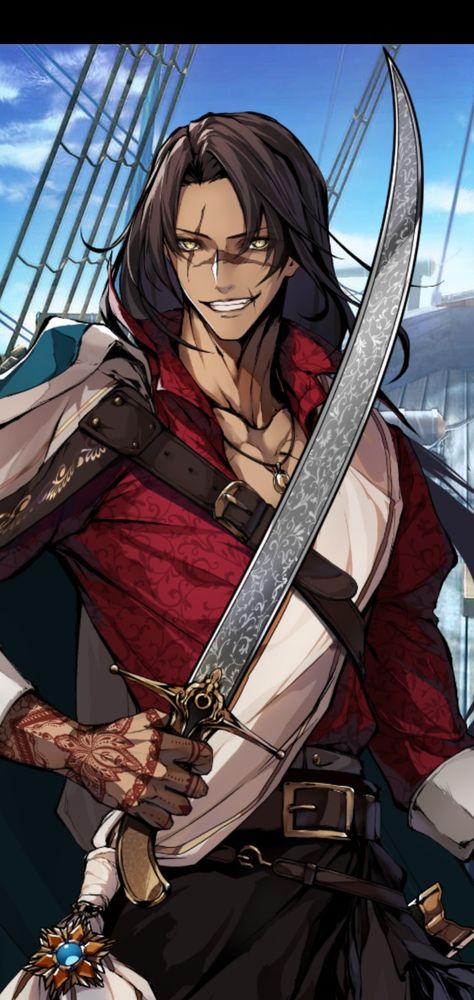 Fantasy Pirate Art Male, Pirate Anime Art, Dnd Male Character Art, Pirate Character Art Male, Pirate Art Male, Fantasy Pirate Art, Male Pirate Character Design, Pirate Character Art, Male Red Hair