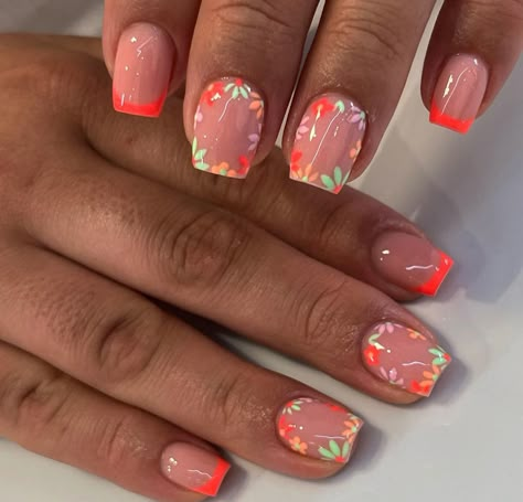 Orange Nail Art, Orange Nail, Acrylic Nail Shapes, Peach Nails, Hello Nails, Sassy Nails, 2024 Nails, Work Nails, Nail Art Ombre