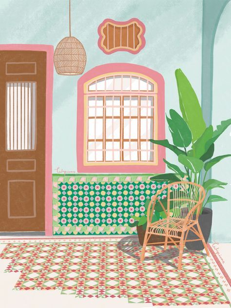 Peranakan Tiles Pattern, Retro Tile Pattern, Penang Illustration, Peranakan Pattern, Peranakan Art, Malaysia Art, Peranakan Tiles, Baba Nyonya, Singapore Art