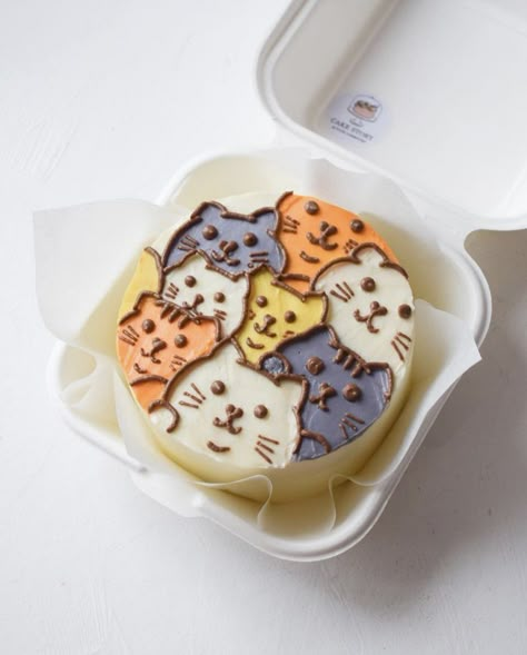 ᴘɪɴᴛᴇʀᴇsᴛ ⋆ ᴊᴏᴜɪʀxʙɪᴛᴄʜ Calico Cat Cake, Mini Cakes Aesthetic, Bento Cakes Ideas, Cute Bento Cake, Bento Cake Aesthetic, Ugly Cake, Cake Korean, Cake Cat, Birthday Cake For Cat