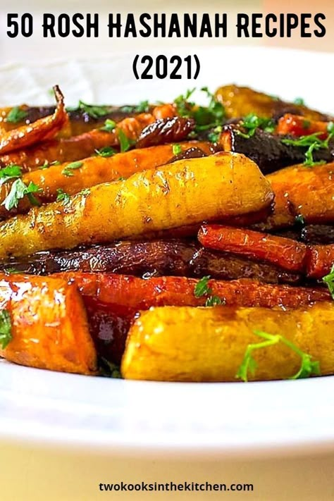 Carrot Tzimmes Recipe, Tzimmes Recipe, Holiday Cooking Thanksgiving, Roasted Glazed Carrots, Rosh Hashanah Menu, Holiday Cooking Christmas, Glazed Carrot, Rosh Hashana Recipes, Maple Roasted Carrots