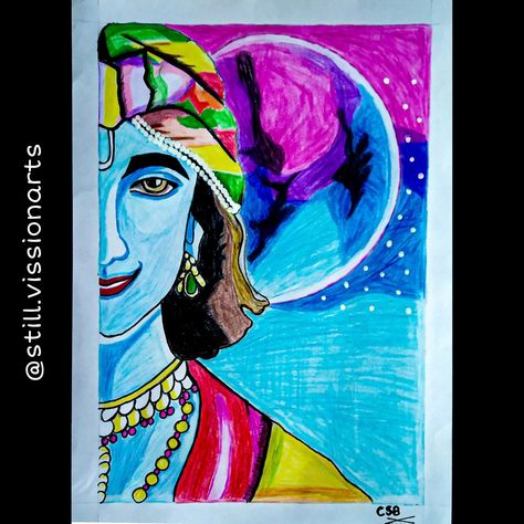 Half face Krishna with moon background. Moon Background, Krishna Drawing, Colour Pencil, Pencil Drawings Easy, Half Face, Color Pencil Drawing, Pencil Drawings, Easy Drawings, Colored Pencils