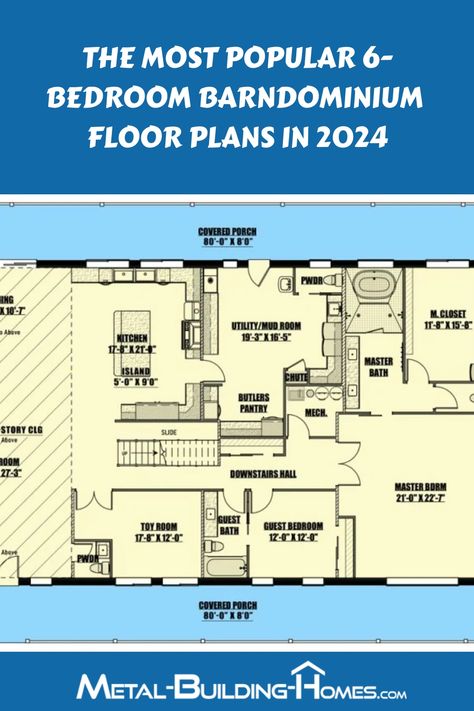 Explore our curated collection of top-rated 6-bedroom barndominium floor plans designed to fulfill your desires and requirements seamlessly. Perfect for those seeking ample space and contemporary design, these barndo plans are meticulously crafted to cater to your lifestyle needs effectively. Dive into this handpicked selection of the most sought-after designs that combine functionality with aesthetic appeal, offering a blend of comfort and style in every room. Single Story 6 Bedroom House Plans, Barnodium Floor Plans 5 Bedroom, 8 Bedroom Barndominium Floor Plans, 5 Bedroom Barndominium Ideas, Barndominium Ideas 6 Bedrooms, Barndominium Floor Plans With Inlaw Suite, 6 Bedroom Barndominium Floor Plans 2 Story, 7 Bedroom Barndominium Floor Plans, 60x100 Barndominium Floor Plans