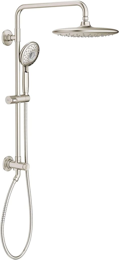 American Standard 9038804.295 Spectra Versa Shower System with Rain Shower Head and Handheld Shower Head 1.8 GPM, Brushed Nickel Shower Head With Handheld, Large Shower Heads, Rain Shower System, Shower Installation, Shower Units, Shower Faucet Sets, Rainfall Shower Head, Large Shower, Bathroom Redo