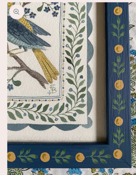 Detail Painting Ideas, Hand Painted Curtains Diy, Art Borders Ideas, Painted Wooden Frame, Folk Art Frame, Hand Painted Door Frame, Hand Painted Home Decor, Folk Art Furniture Painting, Door Frame Painting Ideas