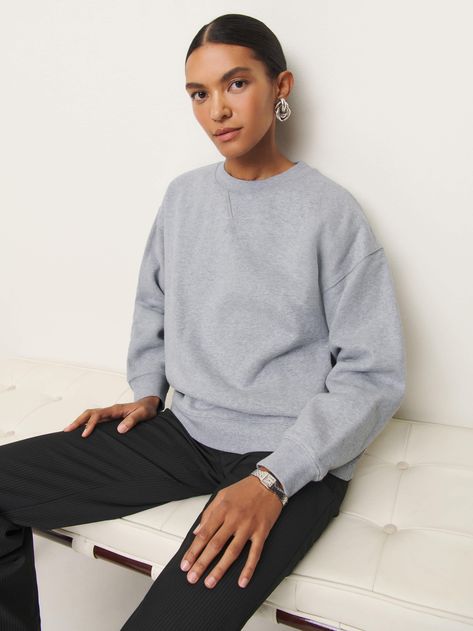 Shop the Drew Vintage Oversized Crewneck Sweatshirt from Reformation, a full-length sweatshirt with a relaxed fit and crew neckline.