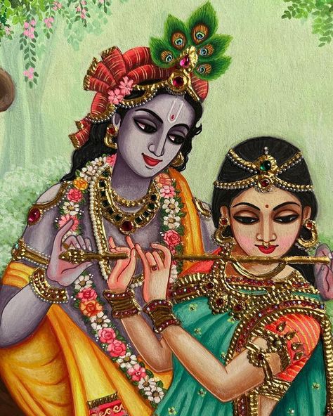 Radhakrishna Art Paintings, Radha Krishna Cute Painting, Radha Krishna Tanjore Paintings, Radha Krishna Drawing Painting, Radha Krishna Paintings, Paintings Krishna, Radhe Govind, Radha Krishna Painting, Cute Easy Paintings