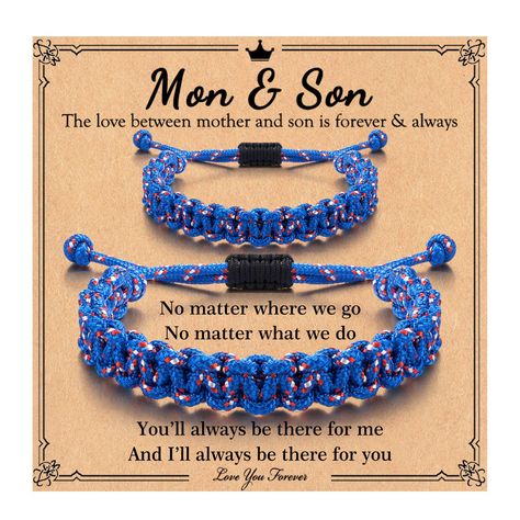 PRICES MAY VARY. 【 Mother Son Gifts】Looking for a gift for your son? This bracelet means always linked together. Through this braided bracelet you can directly express your love for him, no matter when, no matter where you will be by his side. 【Son Gifts from Mom】To My Son Bracelet. This matching bracelet set is suitable for all occasions. A unique present for Mother’s Day, Birthday, Valentine's Day, Thanksgiving, Christmas, Back to School, graduation or any other occasion to express your good w Turquoise Bracelets With Sliding Knot As Gift, Mom And Son Bracelets, Turquoise Bracelets With Sliding Knot For Gift, Personalized Adjustable Braided Bracelet For Father's Day, To My Son Bracelet, Mother Son Gift, Preschool Graduation Gifts, Kindergarten Graduation Gift, Step Son