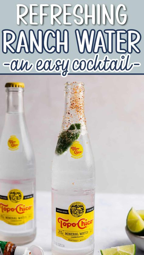 Beat the Texas heat with the ultimate refreshing cocktail - Ranch Water! This tequila highball mixed with lime and Topo Chico is the perfect cooling drink that you've been looking for. Ranch Water In Topo Chico Bottle, How To Make Ranch, Ranch Water, Food Innovation, Mexican Drinks, Refreshing Cocktail, Cocktail Drink, Hard Seltzer, Best Comfort Food