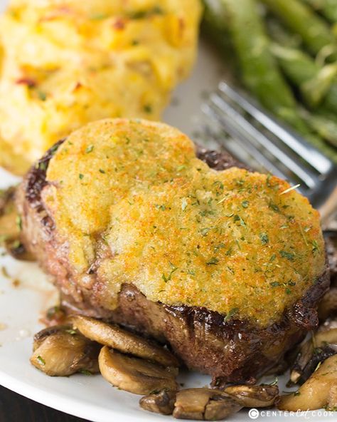 Parmesan Crust For Steak, Parmesan Crusted Filet Mignon, Parm Crusted Steak, Parmesan Crusted Filet, Crusted Steak Recipe, Parmesan Steak, Parmesan Crusted Steak, Crusted Steak, Kobe Beef