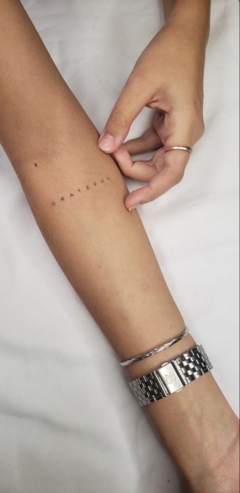 Small Random Arm Tattoos, Minimal Tattoo Arm Women, The Best Tattoo For Women, Tiny Elbow Tattoos For Women, Back Of Arm Small Tattoo Women, Small Word Tattoos For Women Inspiration, Dainty Women’s Tattoos, New Tattoo Aesthetic, Fineline Text Tattoo