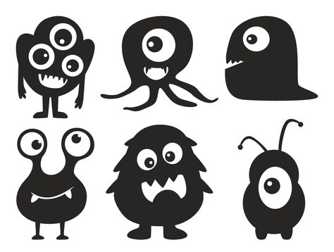 Monster Svg Free, Monsters Inc Silhouette, Monster Sillouhette, Window Monster Silhouettes, Monsters Halloween Decorations, Cute Monster Halloween Decorations, Cute Halloween Monsters, Space Silhouette, Monster Svg