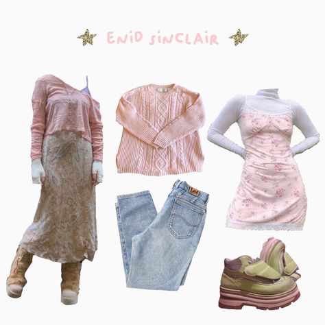 Enid Sinclair Fashion, Enid Sinclair Outfits Aesthetic, Enid Sinclair Aesthetic Outfits, Enid Sinclair Outfit, Enid Sinclair, Niche Memes, Soft Girl Outfits, Red Stars, Sandy Liang