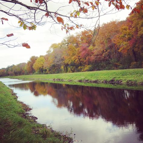 Enjoy an enchanting evening walk alongside the banks of a lovely quaint Wenham #Massachusetts canal. With the beautiful reflected sunlight this canal is a gem to walk along especially in the golden and red colors of the New England Fall season. www.cbwgraphicdesign.com Massachusetts Countryside, Massachusetts Hiking, New Bedford Massachusetts, Wenham Massachusetts, Rural Massachusetts, New Bedford Massachusetts Pictures, Evening Walk, New England Fall, Our Planet