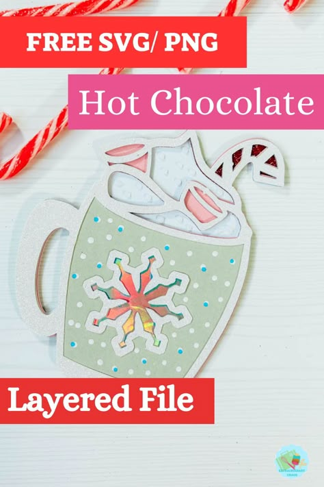 Free Hot Chocolate Mug SVG For Cricut and Silhouette ⋆ Extraordinary Chaos Free Christmas Svg Files For Cricut, Cocoa Mug Svg, Cricut Designs Free, Svg Free Files For Cricut, Coco Bar, Hot Chocolate In A Jar, Hot Cocoa Ornaments, Free Christmas Svg, Cricut Svg Files Free