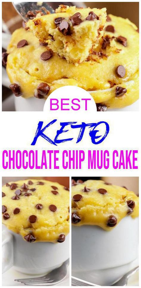 Chocolate Chip Cookie Mug Cake, Cookie Mug Cake, Microwave Chocolate Chip Cookie, Desserts Simple, Low Carb Chocolate Chip Cookies, Low Carb Mug Cakes, Keto Mug, Chocolate Chip Mug Cake, Chip Mug