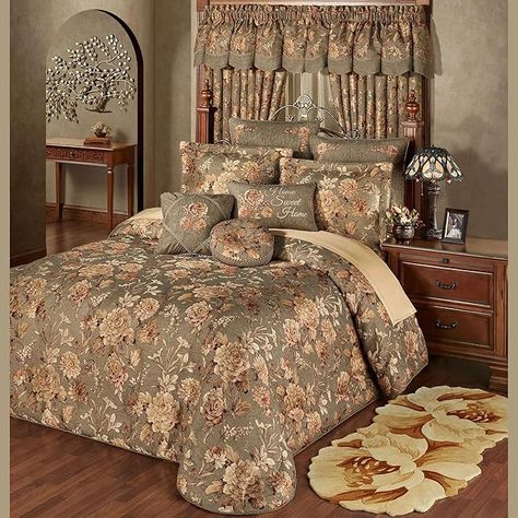 Amazon.com: Touch of Class Rhapsody Grande Bedspread Multi Warm Bedspread Grande Queen : Home & Kitchen R Design, Floral Bedspread, Gold Chocolate, Wide Curtains, European Pillows, Daybed Covers, Harvest Gold, California King Bedding, Metal Wall Sculpture