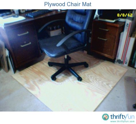 My plastic chair mat was cracked and broken in several places and after a while, even duct tape didn't work.  My husband had a great idea about using quarter inch plywood instead.  He bought a 4 x 4 ft. piece for a LOT less than the price of a new plastic mat. Yellow Office Chair, Desk Chair Mat, Yellow Office, Jewellery Traditional, Diy Office Decor, Wayfair Living Room Chairs, Rolling Chair, Office Chair Mat, Plywood Chair