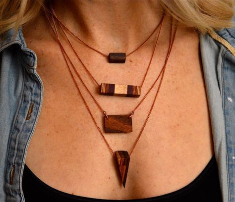 Layering Necklace Minimalist Jewelry Tiny Wood by TimberAndChain