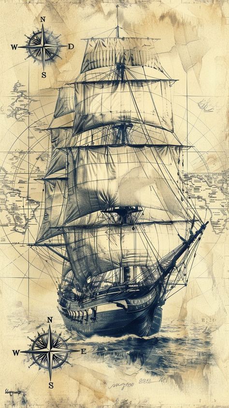 Pirates Map, Cute Christmas Crafts, Pirate Ship Drawing, Whaling Ship, Pirate Illustration, Ship Sails, Pirate Ship Art, Navi A Vela, Pirate Ships