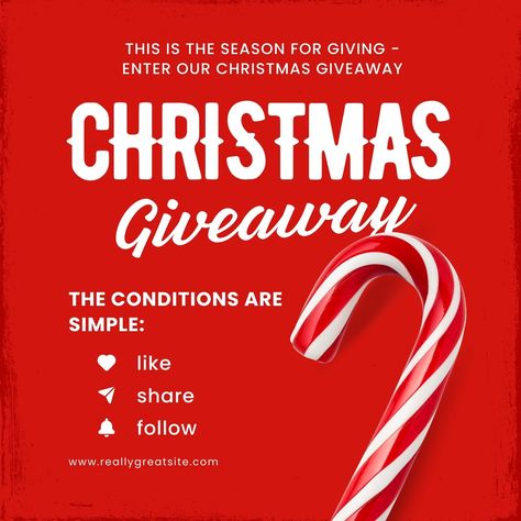 Шаблони Christmas Giveaway Post, Christmas Giveaway, Christmas Giveaways, Instagram Christmas, Christmas Templates, Instagram Post Template, Post Design, Canva Templates, Text Effects