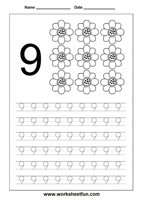 Number Tracing worksheet - 9 Number 9 Worksheet, Kindergarten Math Free, Preschool Number Worksheets, Worksheet Preschool, 20 Number, Celebrate Recovery, Tracing Worksheets Preschool, Preschool Math Worksheets, Free Preschool Worksheets