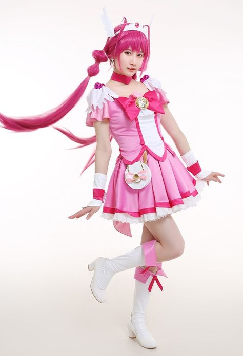 Hoshizora Miyuki, Glitter Force Costume, Glitter Lucky, Magical Girl Outfit, Happy Dresses, Anime Smile, Battle Suit, Bow Top, Glitter Force