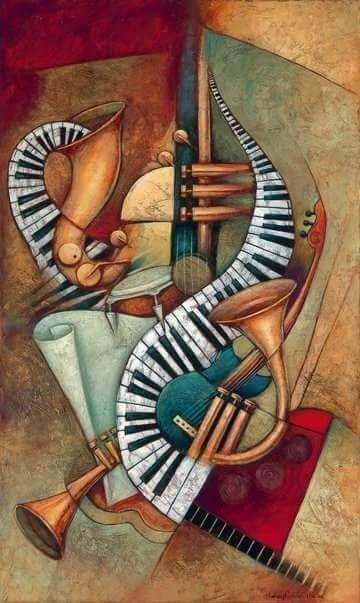 Power Of Music Art, Folk Music Art, Music Artwork Paintings, Music Drawing Ideas, Musical Artwork, Cloth Canvas Art, Music Art Painting, Drawing Ideas Sketch, Arte Jazz