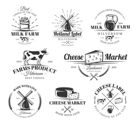 Cheese Branding, Cheese Logo, Cheese Poster, Free Business Logo, Cheese Brands, Cheese Labels, Business Fonts, Etiquette Vintage, Logo Banner