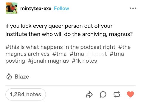 tma | the magnus archives | tmagp | the magnus protocol | @mintytea-exe on tumblr The Magnus Archives Tumblr, Spooky Podcasts, Ceaseless Watcher, Magnus Protocol, Magnus Institute, The Magnus Archives, Role Reversal, Horror Fiction, Welcome To Night Vale