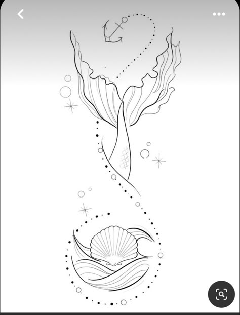 Ornamental Wave Tattoo, Mermaid Ideas Drawing, Ocean Design Tattoo, Mermaid Tattoo On Hip, Mermaid Tail Tattoo Designs, Seashell Svg Free, The Little Mermaid Tattoo Ideas, Tattoo Mar Ocean, Mermaid Back Tattoo