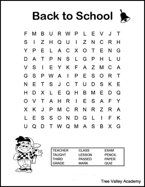 Back to school word search for kids. A fun way for kids to work on spelling of back to school themed words. There are free printable word searches for kids at a grade 2, 3 & 4 spelling level. #wordsearch #wordsearchforkids #wordsearchprintable #elementary #freeprintable #backtoschool #wordsearchanswers #wordsearchpdf #grade3 #homeschool #backtoschool elementary #backtoschoolactivities #backtoschool3rdgrade #3rdgradebacktoschool #treevalleyacademy Grade 3 Word Search, Esol Worksheets, Back To School Word Search, Word Search Puzzles For Kids, School Word Search, Word Puzzles For Kids, Word Search For Kids, Kids Word Search, Free Printable Word Searches